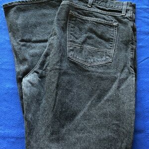 Men's Black 5 pocket Straight leg jeans; size: 42 x 34; loose fit